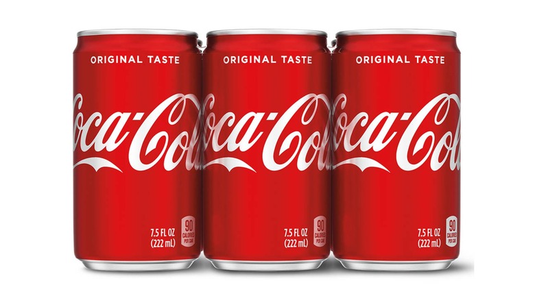 six pack of mini Coca-Cola cans
