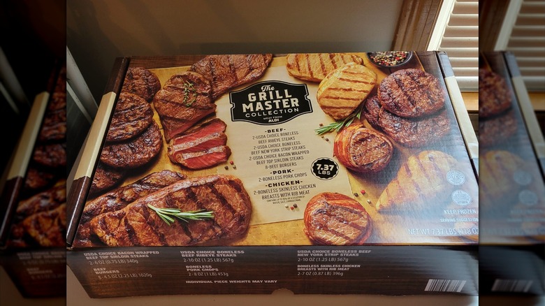 Grill master collection box from Aldi featuring array of meats