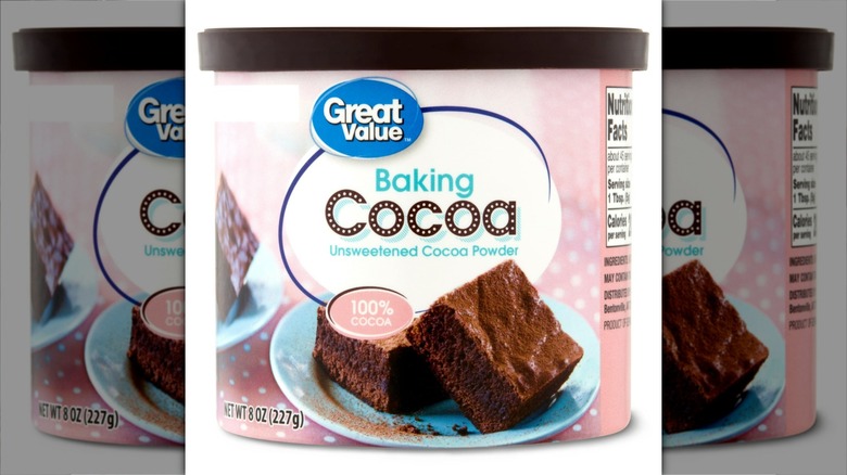 Tub of Great Value Baking Unsweetened Cocoa Powder