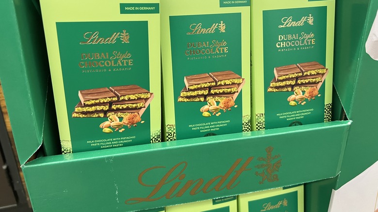 Display of Lindt Dubai Style Chocolate