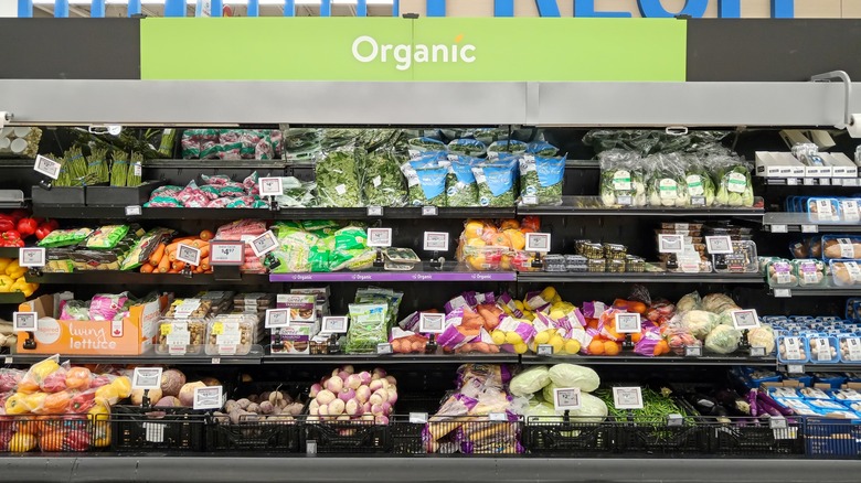 Organic produce section of Walmart