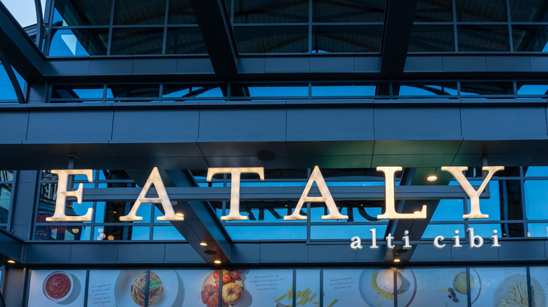 Close up of Eataly sign on the building in Las Vegas