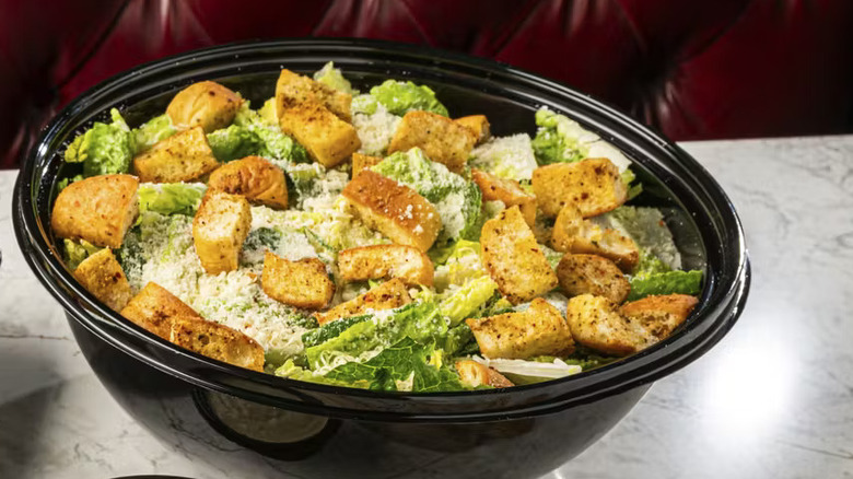Close up of a Caesar salad