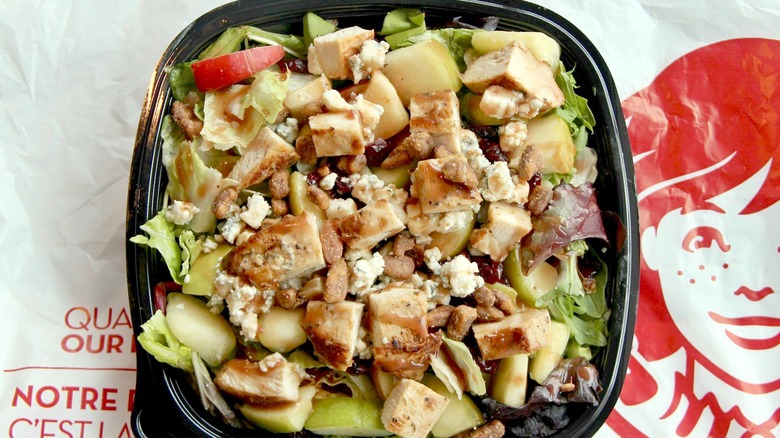 Apple Pecan Salad on a Wendy's backdrop