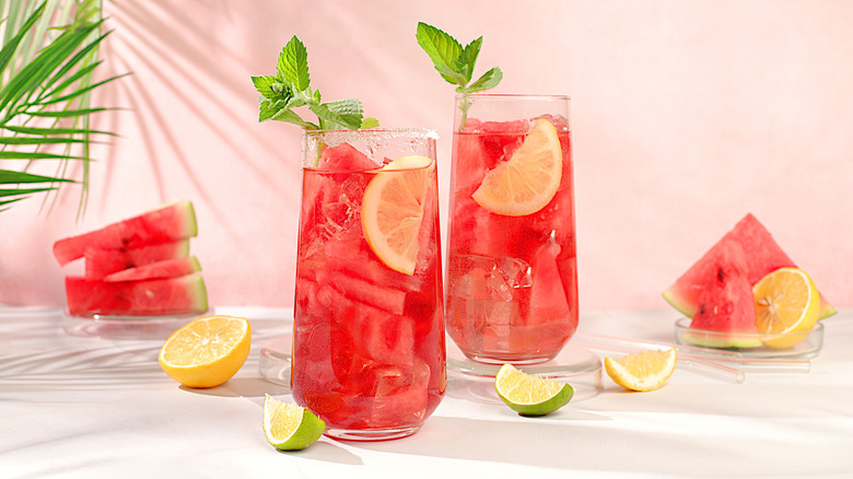 watermelon cocktail in glasses