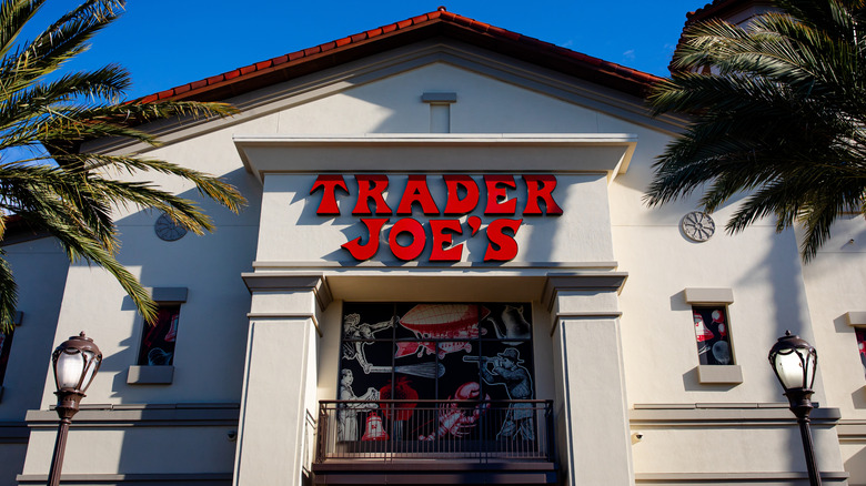 Exterior of a Trader Joe's location against a blue sky