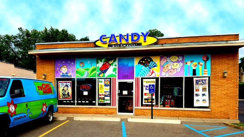 Doc Sweets' Candy Company storefront with colorful sign
