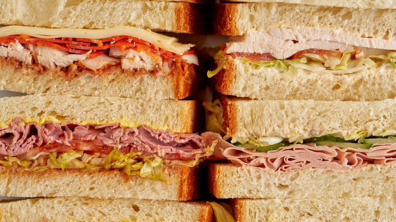 Various deli sandwiches