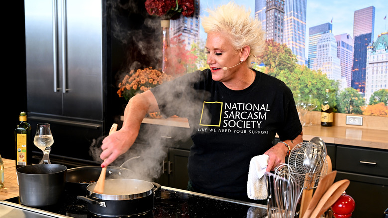Anne Burrell gives a cooking demonstration