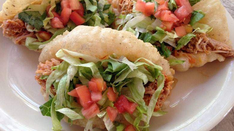 Puffy chicken tacos from Los Barrios restaurant
