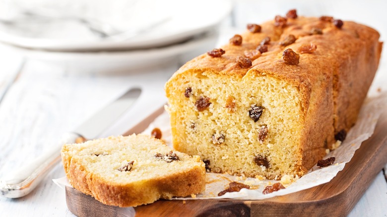 A loaf of plum cake (also known as election cake).