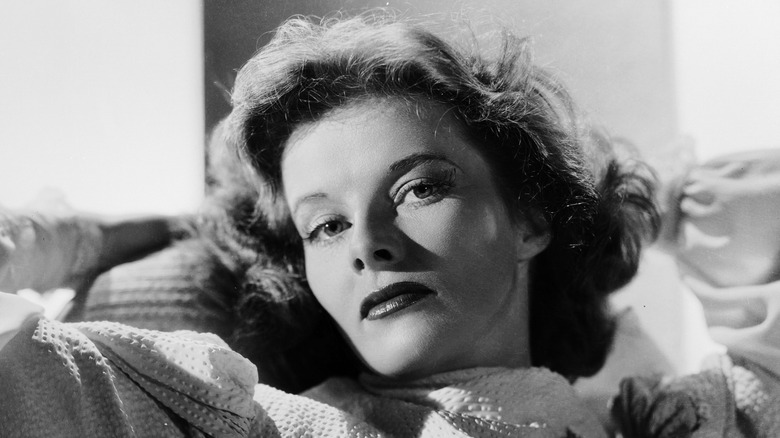 Black and white photo of Katharine Hepburn