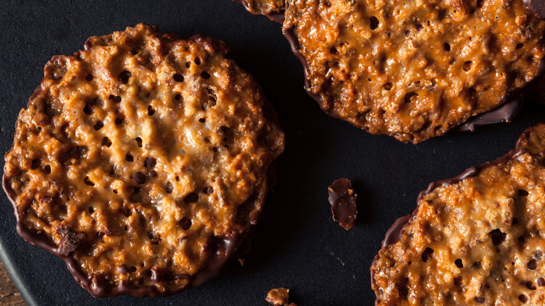 Close up of lace cookies
