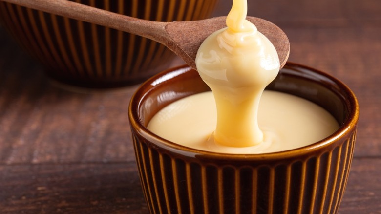 A thick bowl of condensed milk