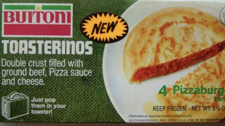 A Buitoni Toasterinos box in Pizzaburger flavor