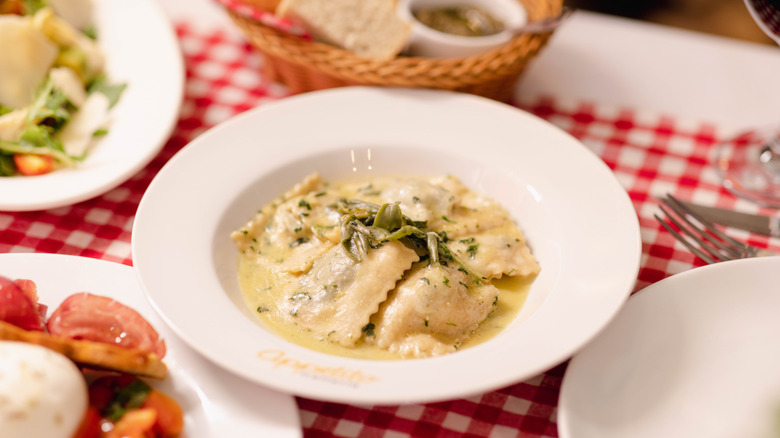 Italian ravioli with butter and sage