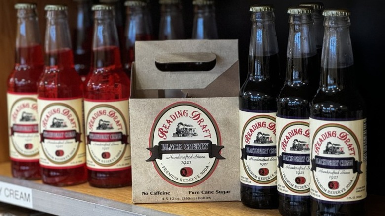 Reading Draft soda bottles on shelf