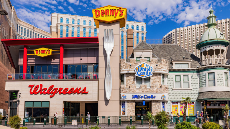 Exterior of Walgreen's, Denny's, and White Castle