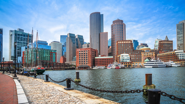 A photo of Boston harbor and the city skyline.