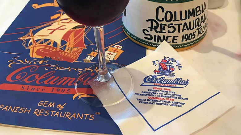 drink, menu, napkin at Columbia Restaurant in Florida