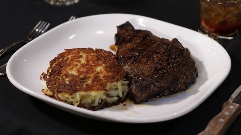 ribeye and hashbrowns at Gorat's Steak House