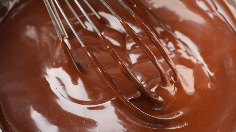 Whisk in melted chocolate