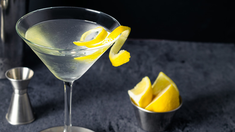 A martini with lemon.