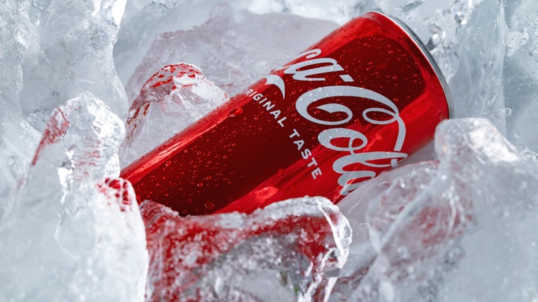 A can of Coca-Cola on ice