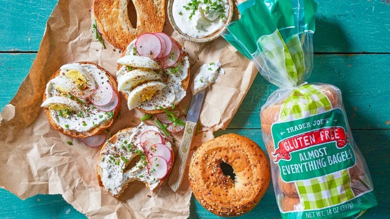 Trader Joe's Almost Everything bagels with toppings