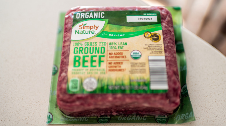 Aldi brand Simply Nature Organic Grass-Fed beef block