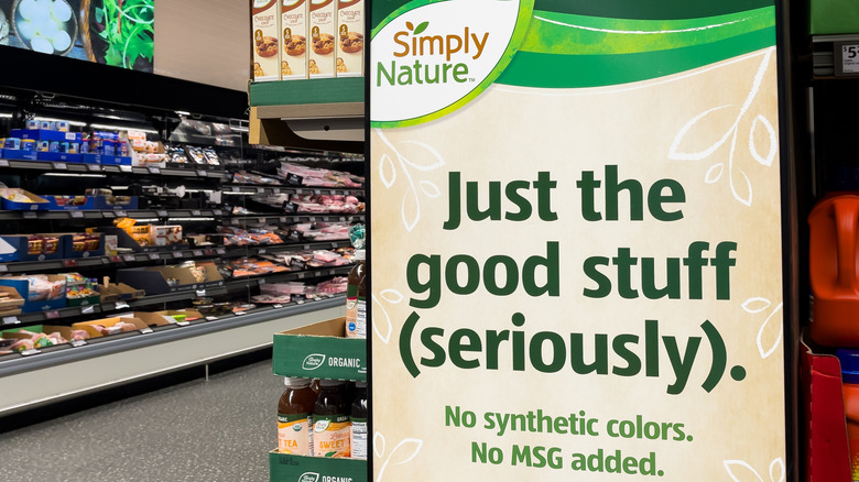 Aldi private-label Simply Nature sign reading 