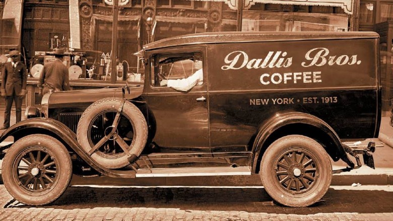 Vintage photo of Dallis Bros. Coffee delivery car