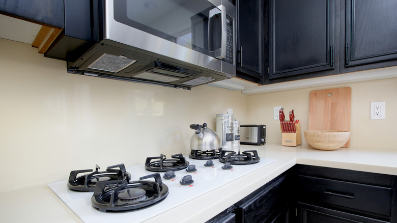 Over-the-range microwave with filter underneath
