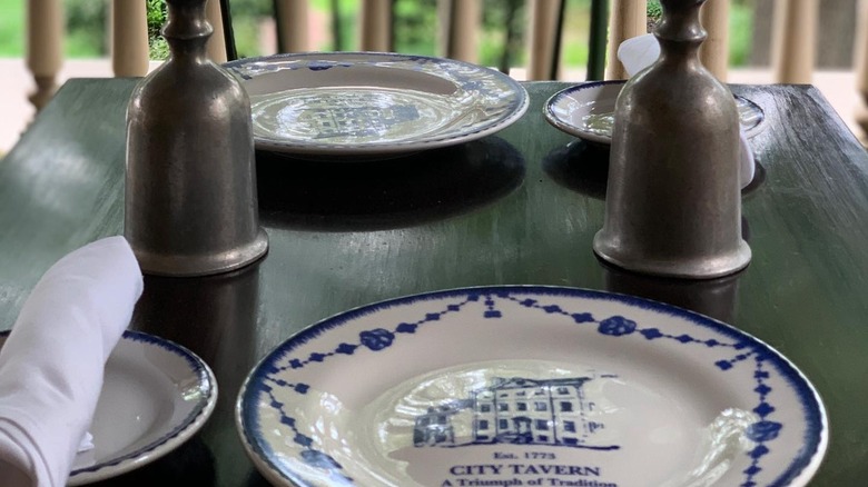 outdoor dining place setting at City Tavern