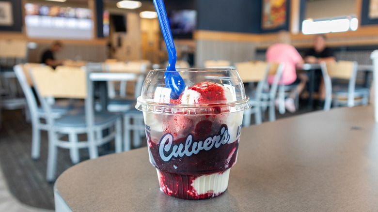 Culver's sundae in interior restaurant