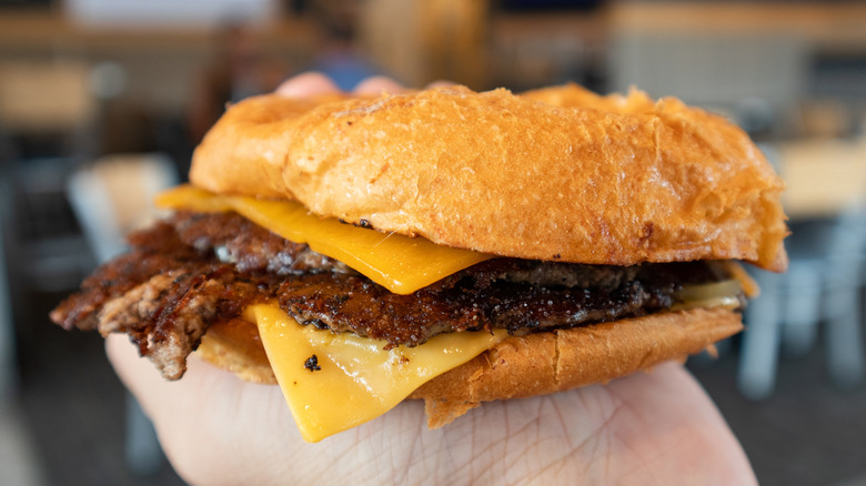 culver's burger in hand