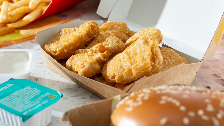 A McDonald's meal includes a box of Chicken McNuggets