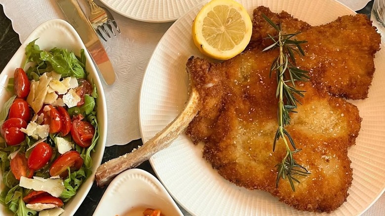 veal Milaneseand salad at Cotoletta