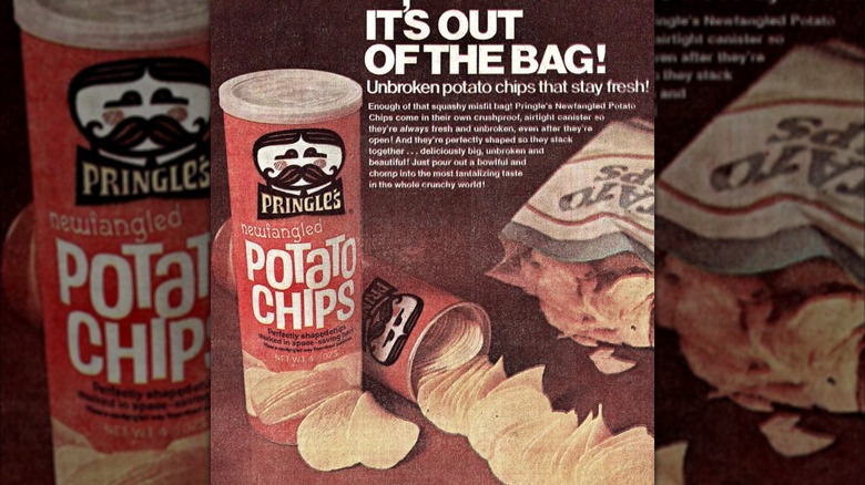 A vintage ad for Pringle's Newfangled Potato Chips