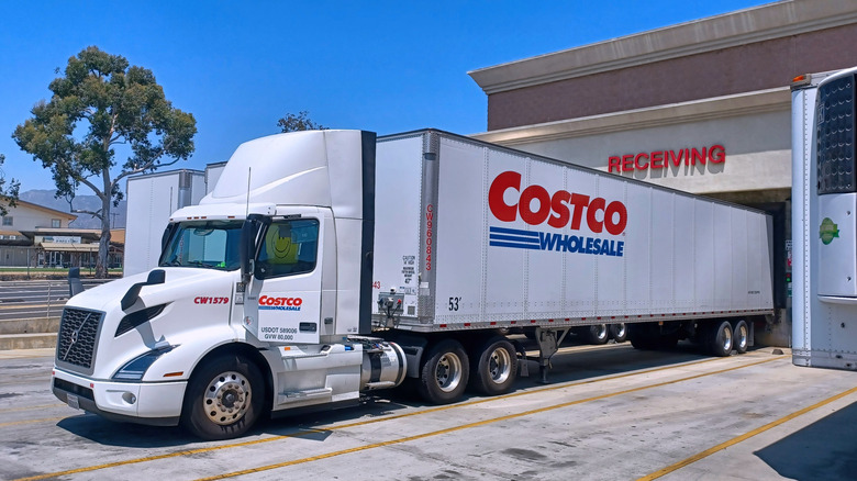 Costco delivery truck in from of receiving area