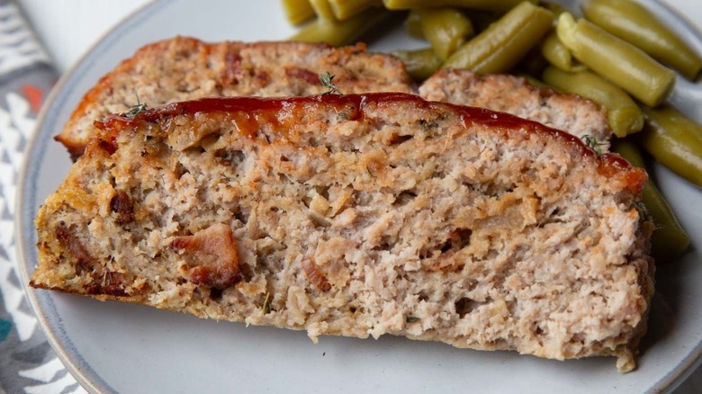 Meatloaf with ketchup glaze and herbs