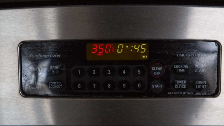 Oven temperature screen reading 350 F