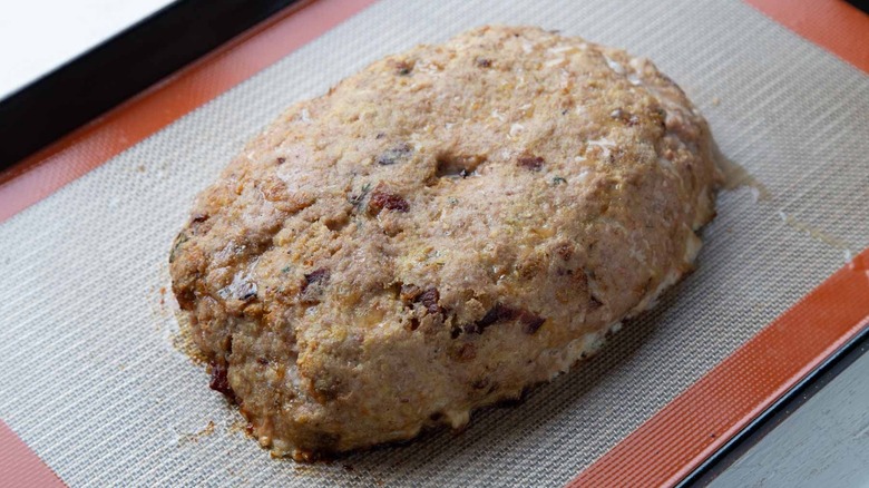 Meatloaf on baking sheet