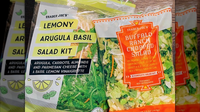 Trader Joe's Lemony Arugula Basil and Buffalo Ranch salad kits