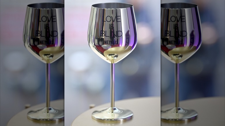 Golden Love is Blind wine glass