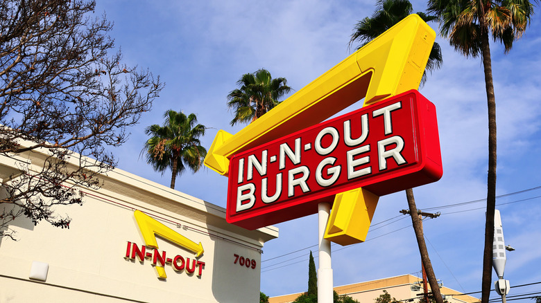 Close-up of In-N-Out burger and fries.