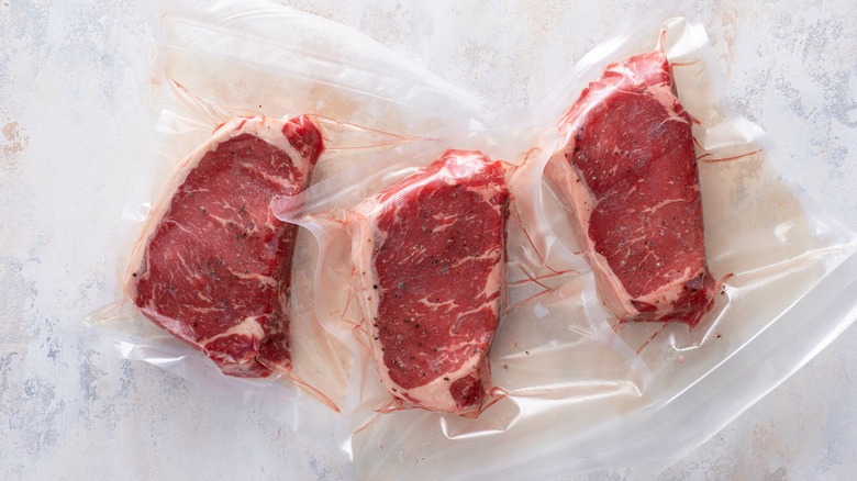 vacuum packed steak