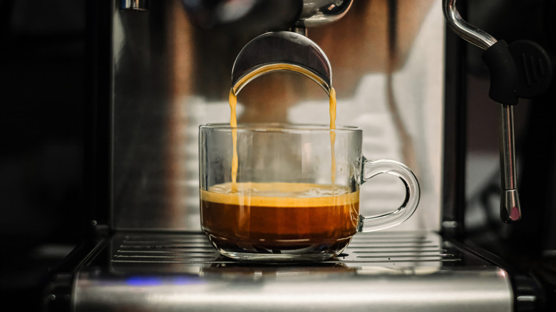An espresso shots being pulled.