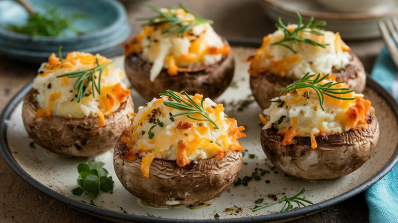 Stuffed mushrooms on a plate