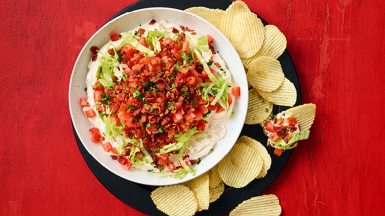 BLT dip with ridged potato chips